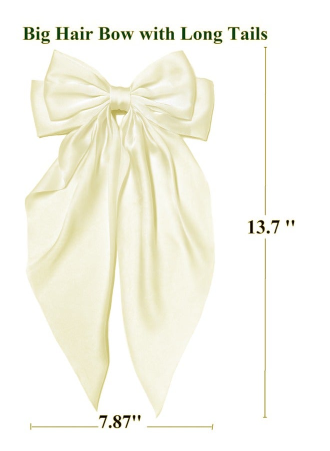 Hair Bows for Women Big Bows Hair Accessories for Womens Girls 5PCS, Valentine's Day Hair Bows for Women Cute Oversized Bow Hair Clips with Long Tails, Silky Satin Ribbon Bows for Hair - Image 5