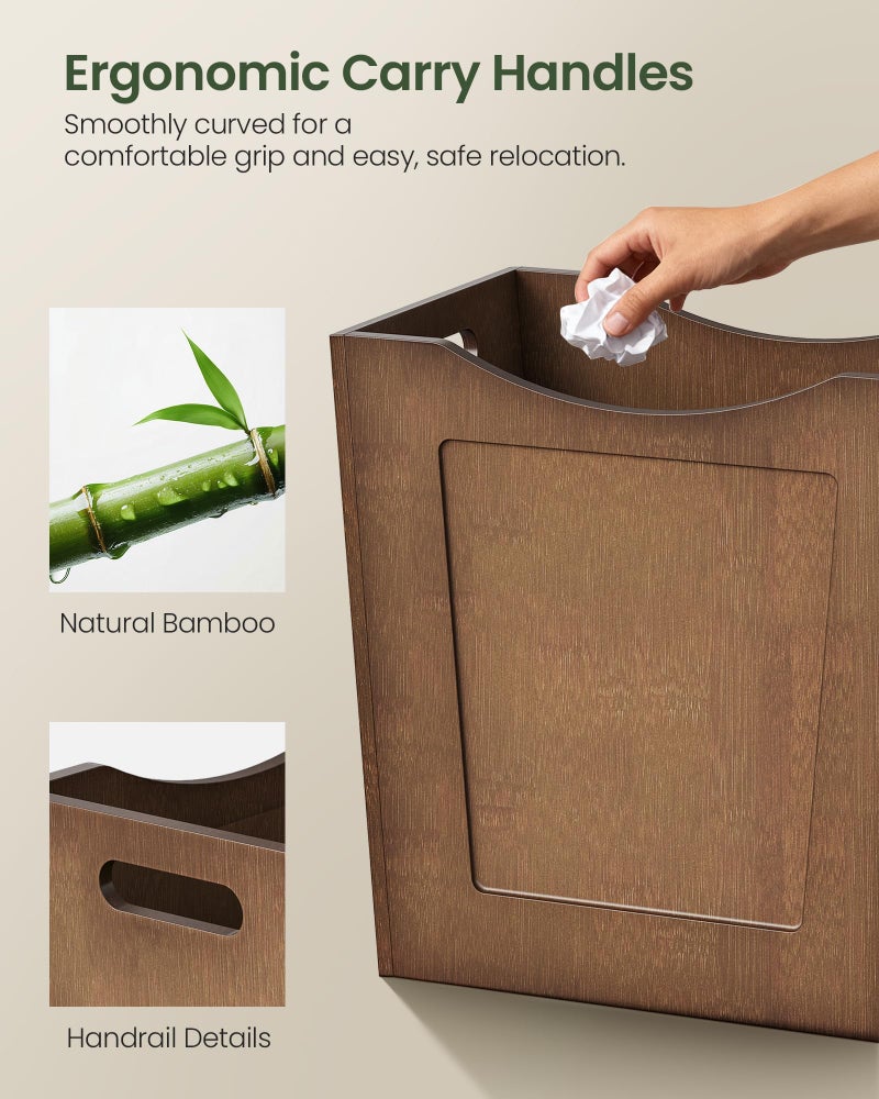CHOEZON Bamboo Trash Can, Curved Design Multi-Use Bin for Bedroom, Office, Bathroom, Kitchen, Wastebasket for Paper & Towel Storage, Natural Brown MCW30MA - Image 3