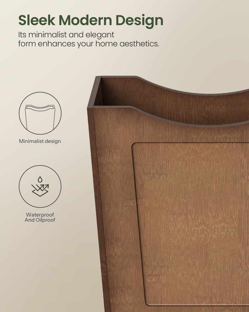 CHOEZON Bamboo Trash Can, Curved Design Multi-Use Bin for Bedroom, Office, Bathroom, Kitchen, Wastebasket for Paper & Towel Storage, Natural Brown MCW30MA - Image 5
