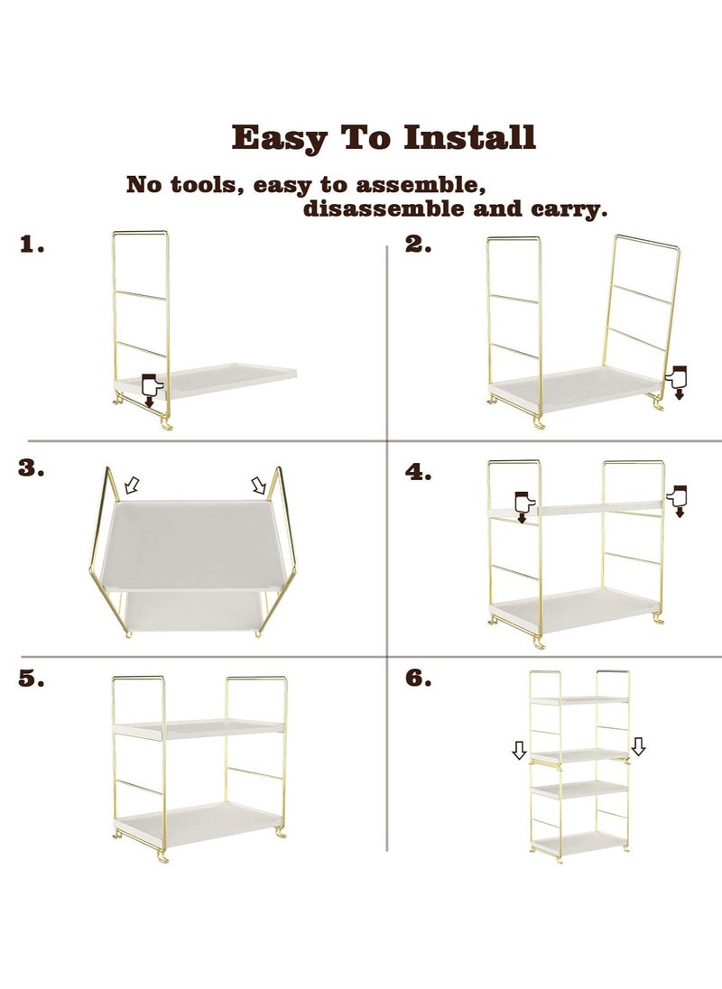 VIO 2 Tier Makeup Organizer Counter Organizer 2 Level Stackable Adjustable Storage Shelf Toiletries Skincare Haircare Organizer Perfume Organizer Bathroom Countertop Shelf Vanity Storage Tray Kitchen Counter Rack Multifunctional Display Stand Shelf Caddy for Home Kitchen Room Bathroom Dresser  - Image 4
