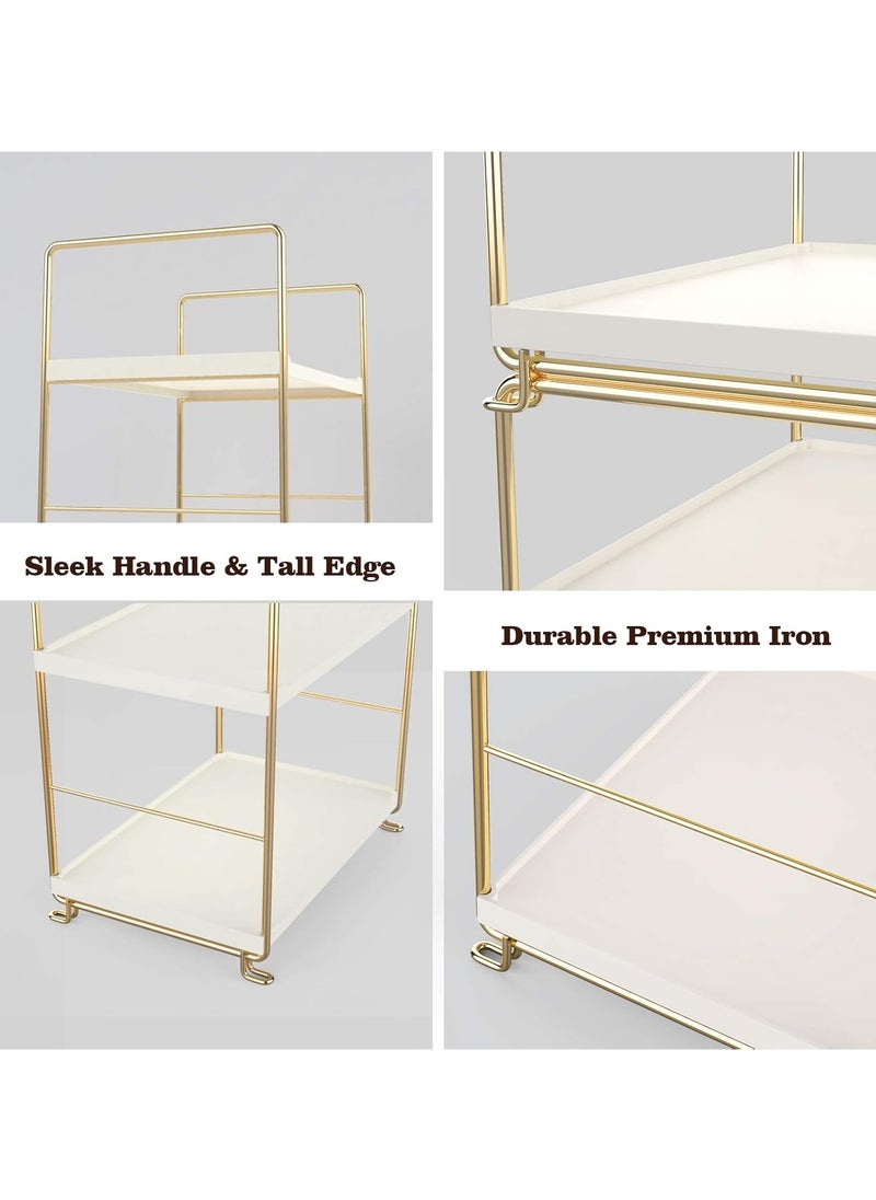 VIO 2 Tier Makeup Organizer Counter Organizer 2 Level Stackable Adjustable Storage Shelf Toiletries Skincare Haircare Organizer Perfume Organizer Bathroom Countertop Shelf Vanity Storage Tray Kitchen Counter Rack Multifunctional Display Stand Shelf Caddy for Home Kitchen Room Bathroom Dresser  - Image 5