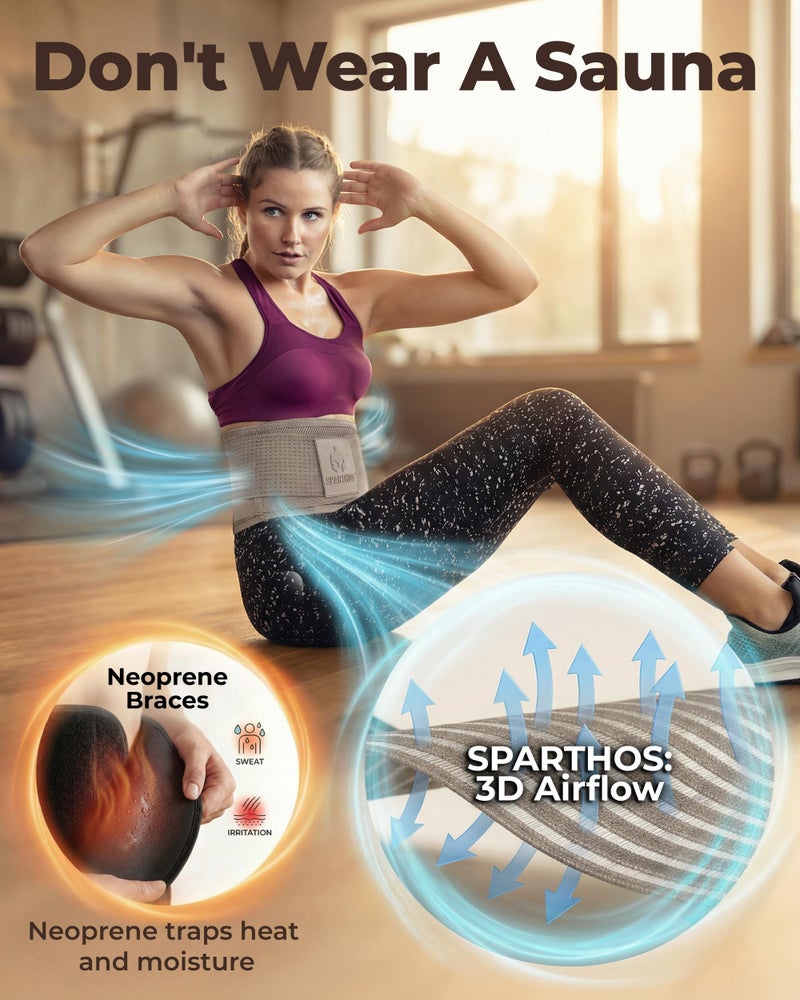 Sparthos Back Support Belt - Immediate Relief from Lower Back Pain, Sciatica, Herniated Disc - Breathable Brace With Lumbar Pad - For Men & Women - Fits 31â€“38â€³ Waist (Taupe-Small, Check Sizing) - Image 4