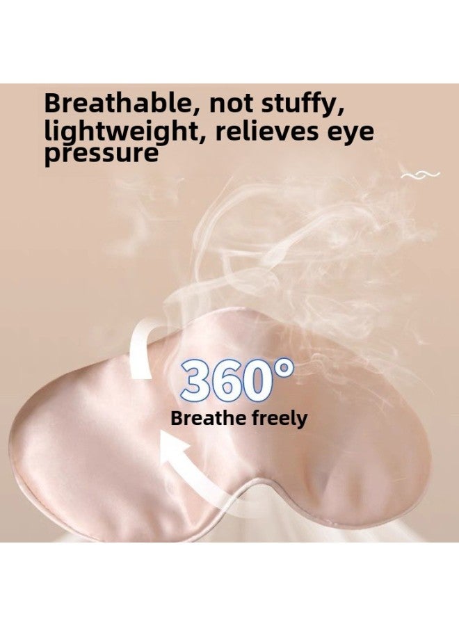 Generic Silk Eye Mask Sleeping Special Hanging Ear Double-sided Mulberry Silk Shading Ice Compress To Relieve Fatigue Male Sleeping Eye Protection Female-Specifications:Black - Image 3