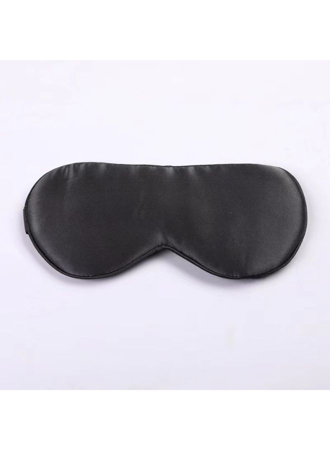 Generic Silk Eye Mask Sleeping Special Hanging Ear Double-sided Mulberry Silk Shading Ice Compress To Relieve Fatigue Male Sleeping Eye Protection Female-Specifications:Black - Image 1