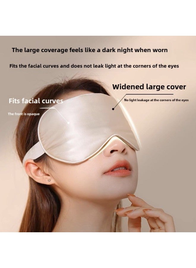 Generic Silk Eye Mask Sleeping Special Hanging Ear Double-sided Mulberry Silk Shading Ice Compress To Relieve Fatigue Male Sleeping Eye Protection Female-Specifications:Black - Image 2