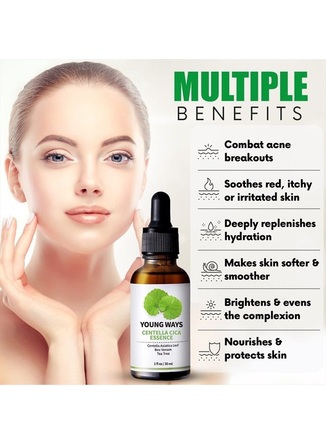 Antique Alive YoungWays Centella Cica Essence Korean Acne Serum for Face – Calming Anti Acne Blemish Ampule Redness Relief Skincare Facial Spot Treatment With Centella Asiatica Extract, Tea Tree Oil - Image 5