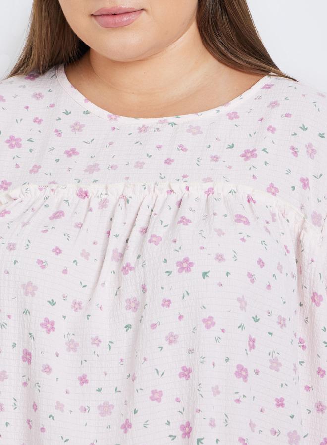 Styli Plus Ditsy Print Top and Pyjama Set - Image 3