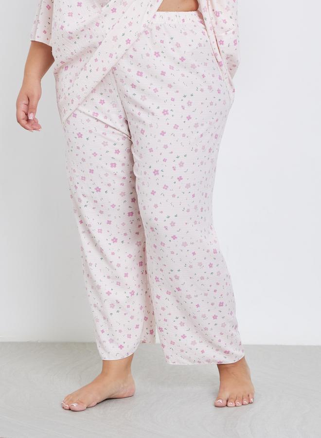 Styli Plus Ditsy Print Top and Pyjama Set - Image 4