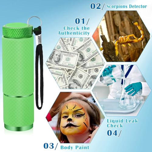 Coolrunner 3pcs Black Light Flashlight, U,V LED Flashlight, Portable Ultraviolet Light 395nm, Small Glow Flashlights with 9 LED U,V Lights for Pet Urine, Counterfeit, Scorpion Detection - Image 5