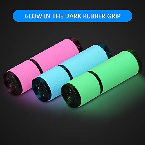 Coolrunner 3pcs Black Light Flashlight, U,V LED Flashlight, Portable Ultraviolet Light 395nm, Small Glow Flashlights with 9 LED U,V Lights for Pet Urine, Counterfeit, Scorpion Detection - Image 3
