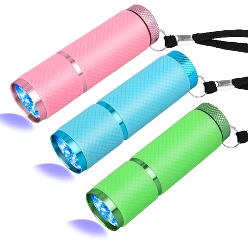 Coolrunner 3pcs Black Light Flashlight, U,V LED Flashlight, Portable Ultraviolet Light 395nm, Small Glow Flashlights with 9 LED U,V Lights for Pet Urine, Counterfeit, Scorpion Detection - Image 1