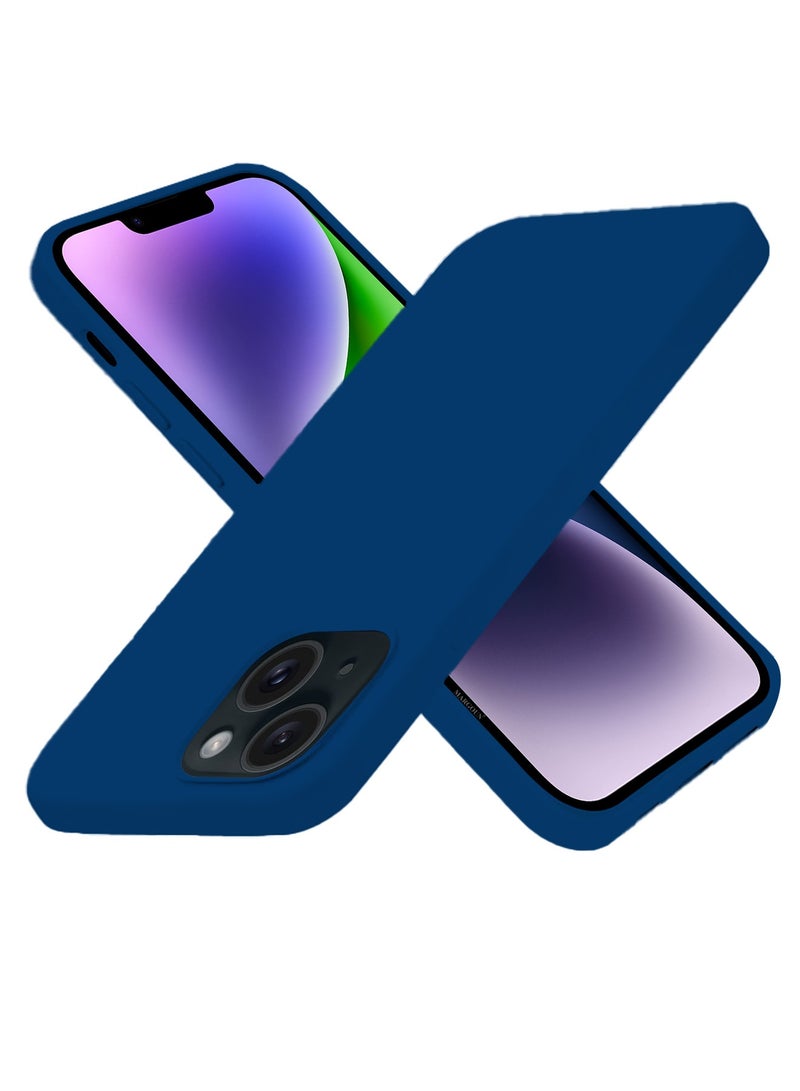 Silicone Case Cover for Apple iPhone 14 Plus, Slim Protective Cover with Microfiber Lining, Drop Protection - Midnight Blue - Image 3
