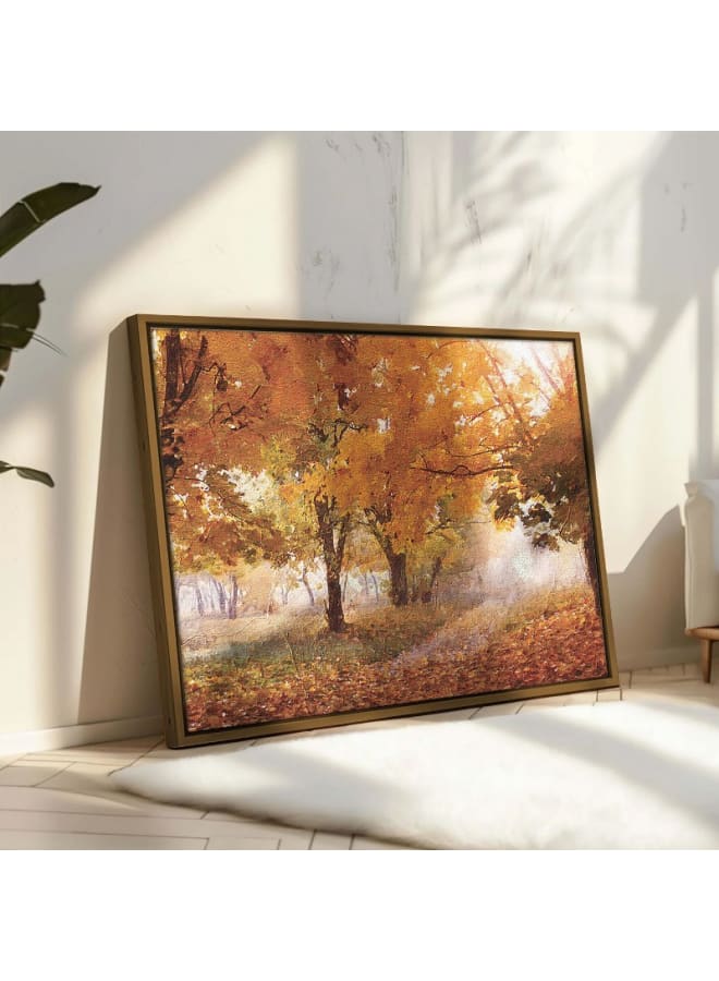 Home Gallery Golden Tree Sunset Fallen Leaves Autumn Landscape Canvas 120x80 - Image 1