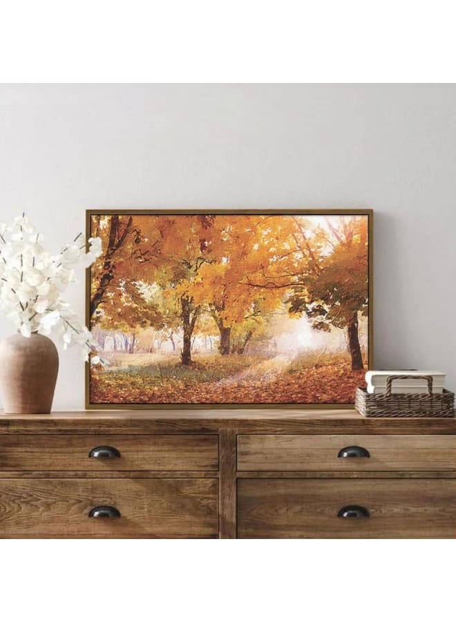 Home Gallery Golden Tree Sunset Fallen Leaves Autumn Landscape Canvas 120x80 - Image 4