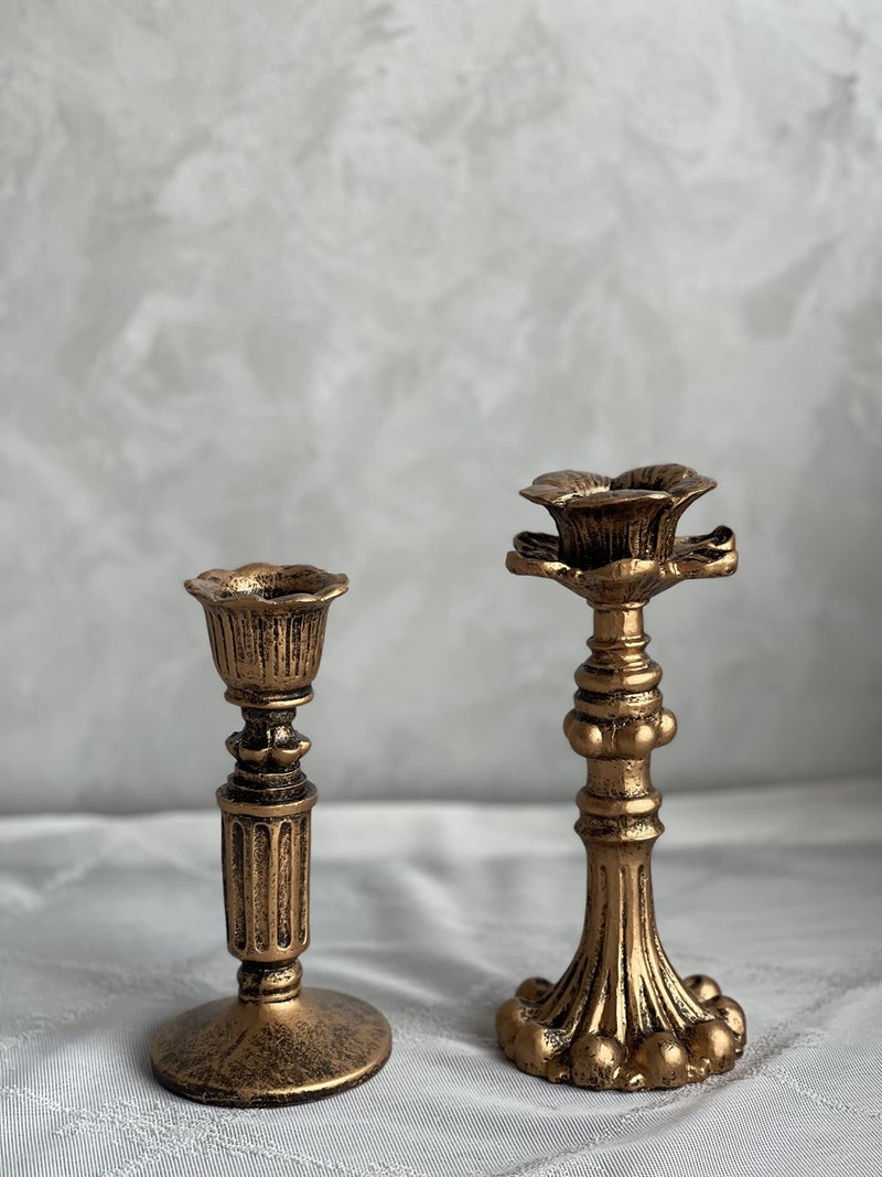 Kolnlala French Nostalgic Floral Resin Candle Holder Antique BronzeFurniture DecorationRetro Ornaments Candlestick A