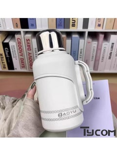 TYCOM Thermal isulated Water Bottle 1000 ML 316 Stainless Steel Double Wall Vacuum insulated Water Bottles for Hot Cold Water Gym Bottle Flask Bottle Side Handle White.  - Image 2
