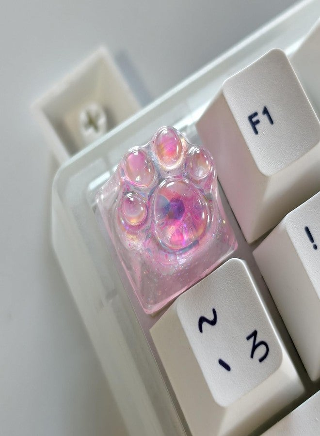 Elacgap Drip Glue Keycap Cute Cat Claw Novelty Backlight Keycaps DIY ESC Keycap Replacement for Cherry MX Mechanical Keyboard (4Keys Pink Sequins) - Image 5