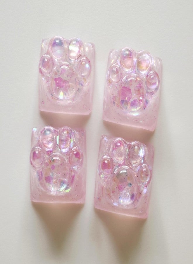 Elacgap Drip Glue Keycap Cute Cat Claw Novelty Backlight Keycaps DIY ESC Keycap Replacement for Cherry MX Mechanical Keyboard (4Keys Pink Sequins) - Image 4