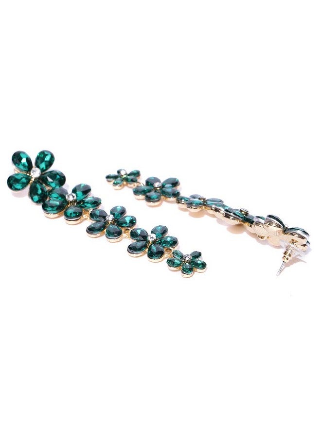 YouBella Jewellery Earings for women Gold Plated Dangler floral Earrings for Girls and Women (Green) - Image 3