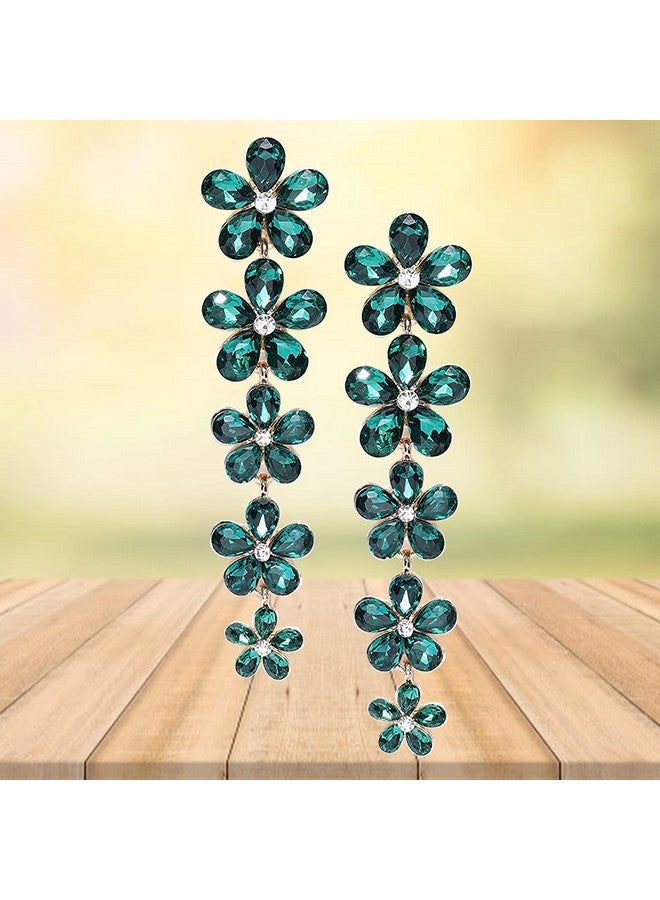 YouBella Jewellery Earings for women Gold Plated Dangler floral Earrings for Girls and Women (Green) - Image 5