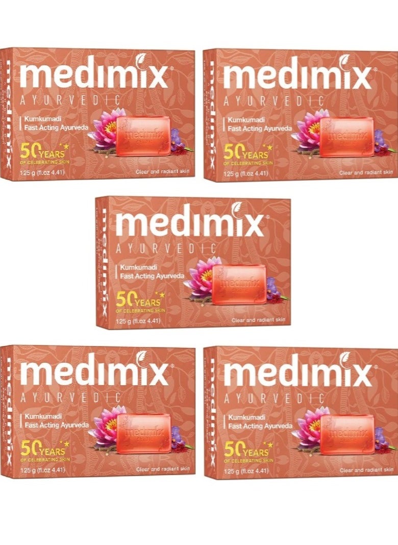 Medimix Ayurvedic Kumkumadi Soap 125 gm x 5  - Image 1