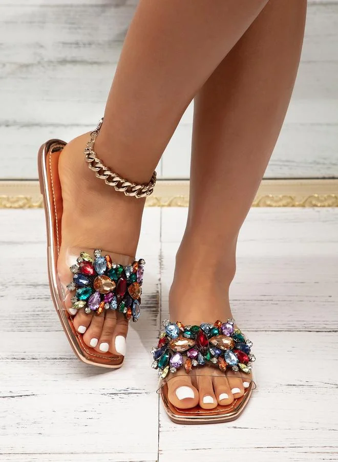 Take Two Bronze Embellished Flat Sandals