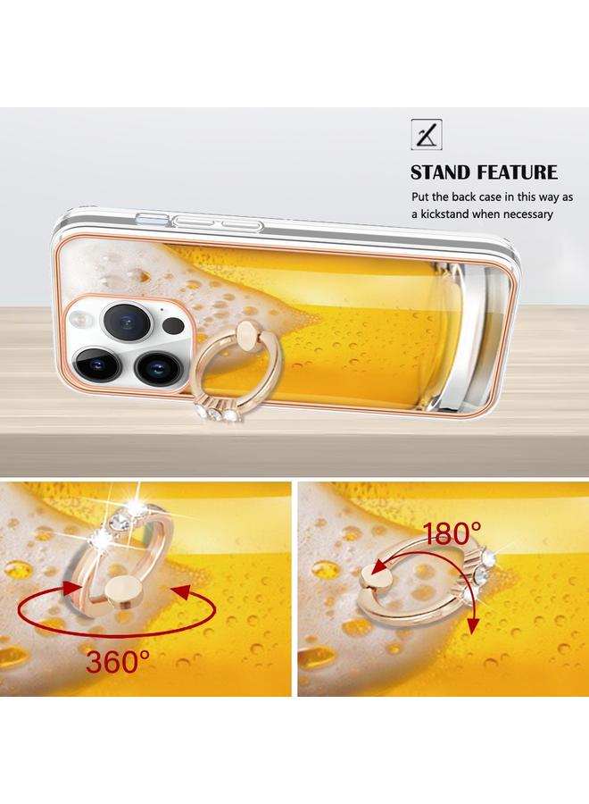 اس-توب جراب لهاتف iPhone 13 Pro Max مطلي بالكهرباء من الجانبين IMD مع حامل حلقي - Image 3