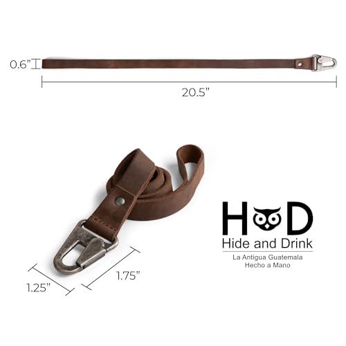 Hide & Drink, Lanyard Keychain for Men and Women, Neck Strap with Hook, ID Holder, Clip to Attach to House, Apartment, Car Keys, Full Grain Leather, Handmade, Bourbon Brown - Image 4