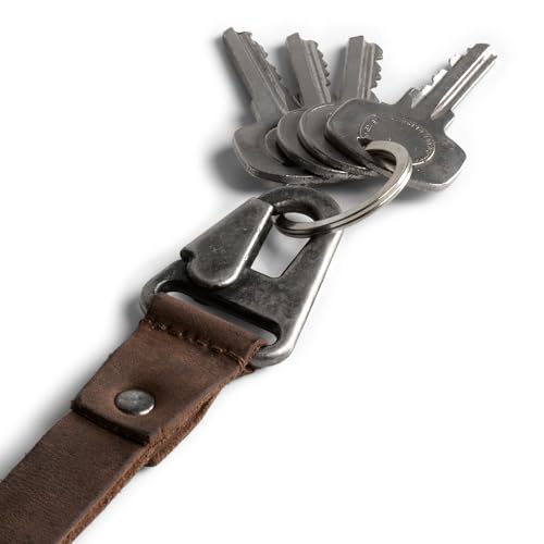 Hide & Drink, Lanyard Keychain for Men and Women, Neck Strap with Hook, ID Holder, Clip to Attach to House, Apartment, Car Keys, Full Grain Leather, Handmade, Bourbon Brown - Image 3
