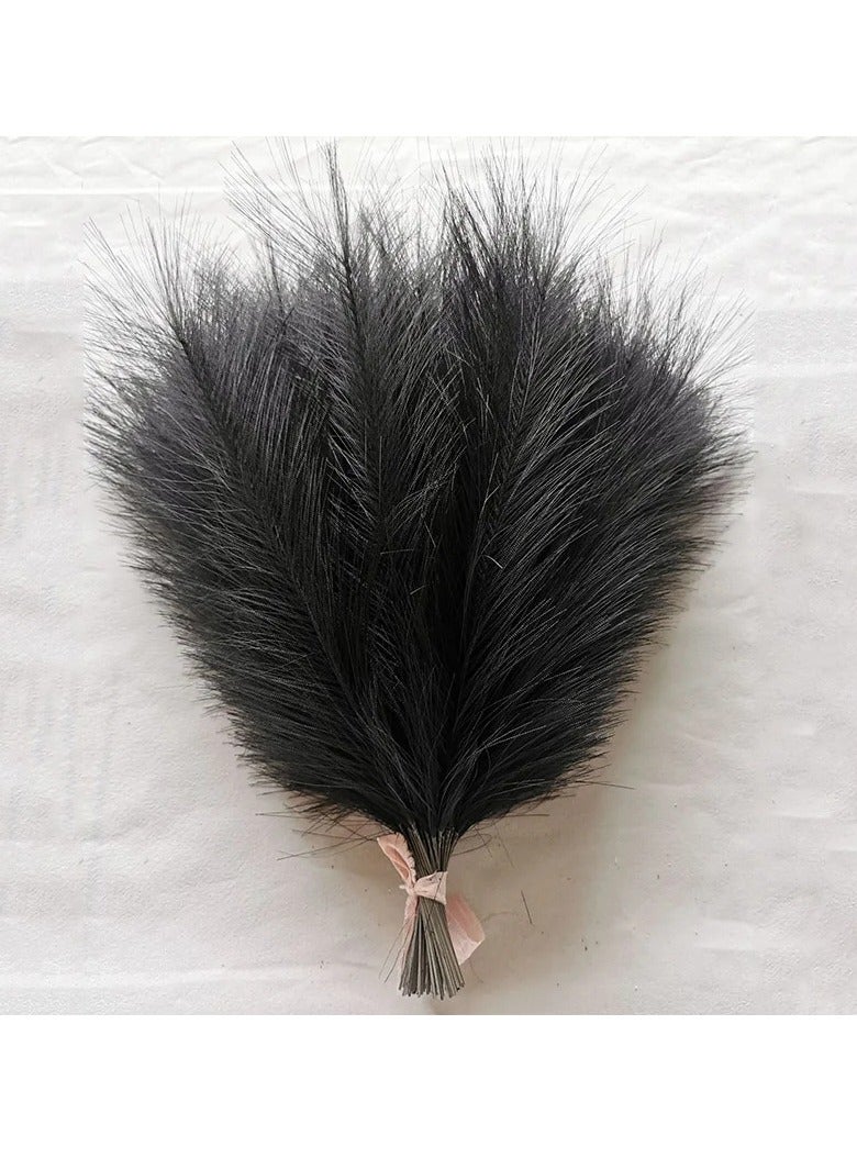 AROAQ Artificial Fluffy Pampas Grass, Elegant Fake Flower Boho Decor, Durable Artificial Flowers For Vase Filler Farmhouse Diy Room Home Wedding Decor, Black 10pcs - Image 1