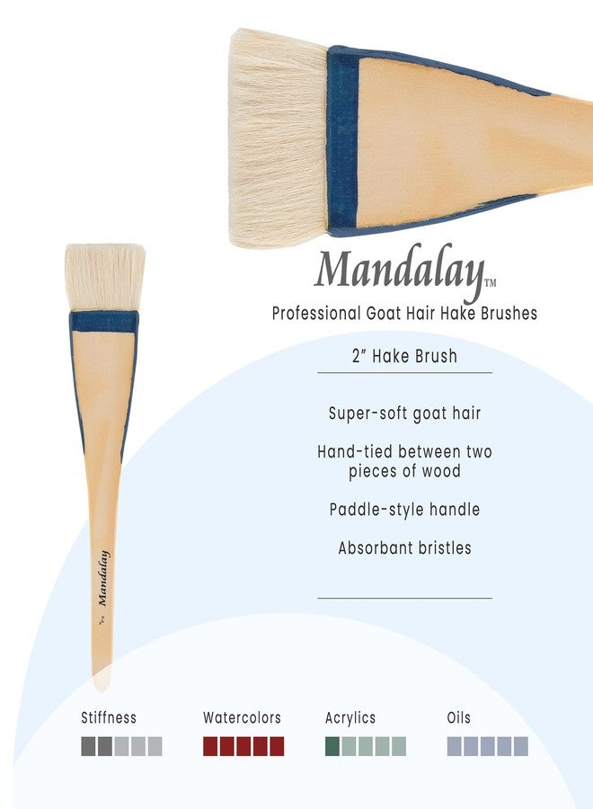 Creative Mark Mandalay Professional Goat Hair Hake Brush - 2" Wide Paint Brush with Paddle Handle for Professional Artists - Soft Natural Bristles Ideal for Sumi-e and Color Washes - Image 2