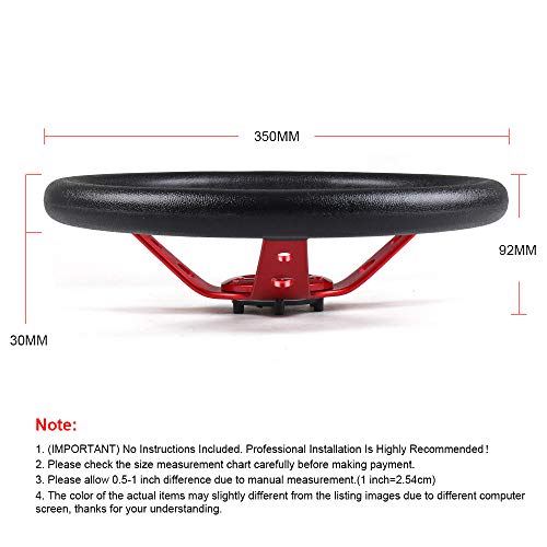 Dyno Racing 14inch 350mm PU Leather Car Racing Steering Wheel red With Adapter Plate Silver 70mm PCD For Logitech G29 G920 G923 For Racing Game (red+silver) - Image 3