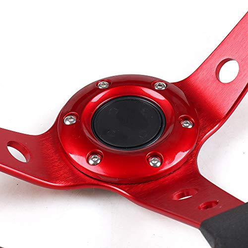 Dyno Racing 14inch 350mm PU Leather Car Racing Steering Wheel red With Adapter Plate Silver 70mm PCD For Logitech G29 G920 G923 For Racing Game (red+silver) - Image 4