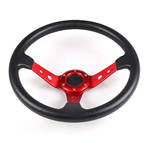 Dyno Racing 14inch 350mm PU Leather Car Racing Steering Wheel red With Adapter Plate Silver 70mm PCD For Logitech G29 G920 G923 For Racing Game (red+silver) - Image 2