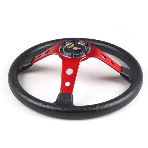 Dyno Racing 14inch 350mm PU Leather Car Racing Steering Wheel red With Adapter Plate Silver 70mm PCD For Logitech G29 G920 G923 For Racing Game (red+silver) - Image 5
