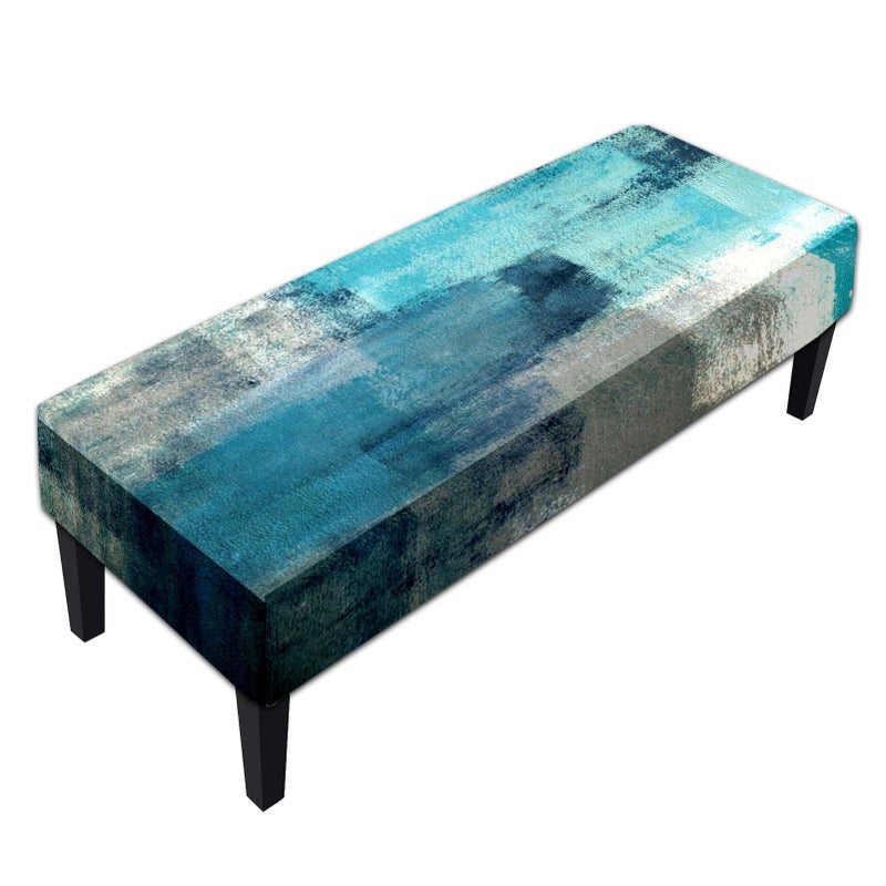 MCALK Turquoise Stretch Dining Bench Cover Washable Abstract Bench Seat Protector CoverAntiDust Removable Teal Bench Slipcover for Kitchen Living Room Bedroom