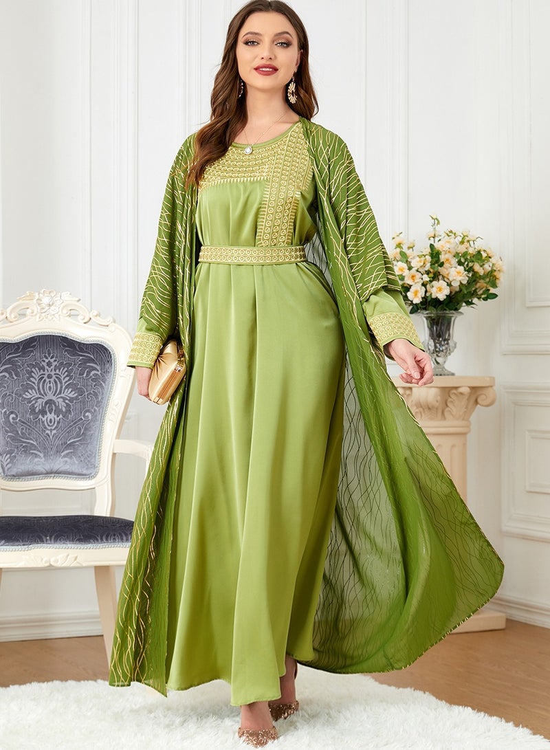 KUYING New Round Neck Embroidered And Gilded Long Sleeved Two-Piece Dress  - Image 1