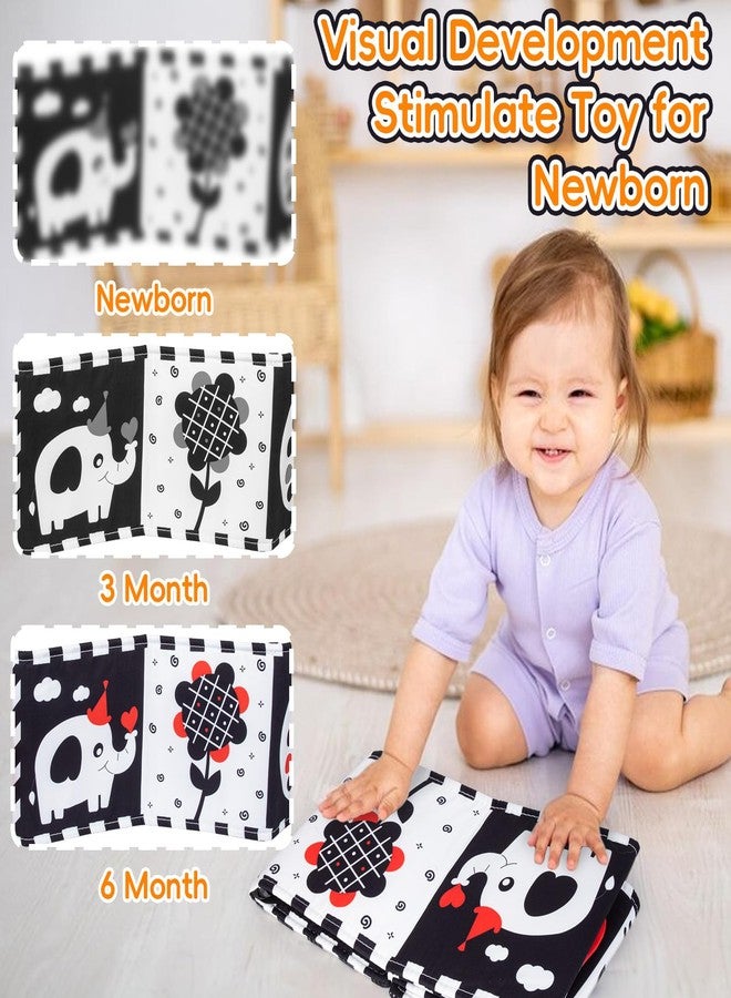 Cawgug Black and White High Contrast Baby Toys for Newborn Brain Development Tummy Time Soft Book Babies 0-3 6-12 Months Montessori Learning Activities Infant and Sensory Visual Stimulation Toys - Image 3