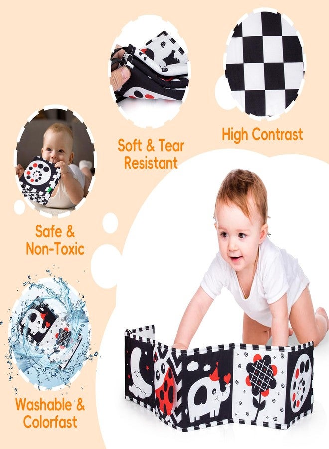 Cawgug Black and White High Contrast Baby Toys for Newborn Brain Development Tummy Time Soft Book Babies 0-3 6-12 Months Montessori Learning Activities Infant and Sensory Visual Stimulation Toys - Image 2