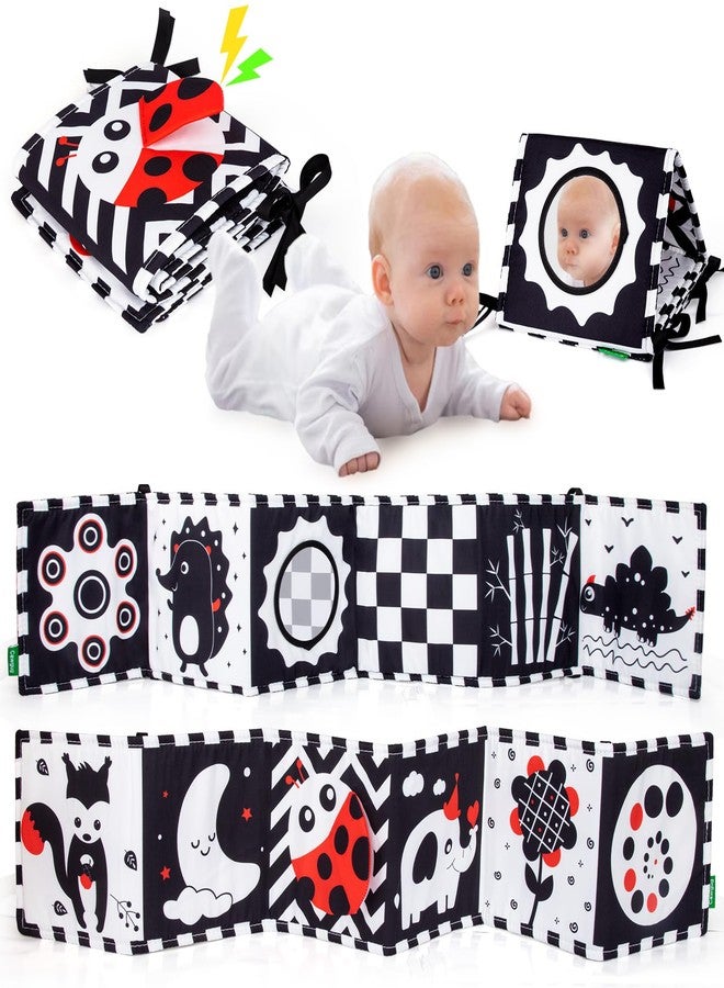 Cawgug Black and White High Contrast Baby Toys for Newborn Brain Development Tummy Time Soft Book Babies 0-3 6-12 Months Montessori Learning Activities Infant and Sensory Visual Stimulation Toys - Image 1