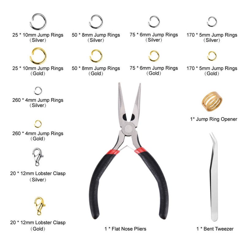 Paxcoo 1200Pcs Open Jump Rings and Lobster Clasps Jewelry Findings Kit with Pliers for Jewelry Making (Silver and Gold) - Image 2