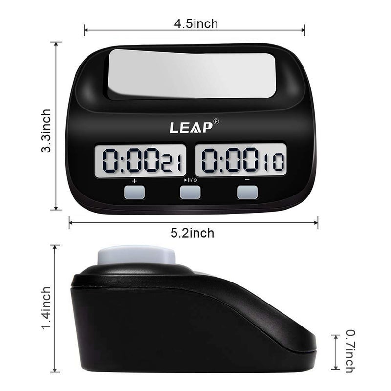 LEAP LEAP Chess Clock Digital Chess Timer Professional for Board Games Timer with Alarm Function (Official Store) Black  - Image 2