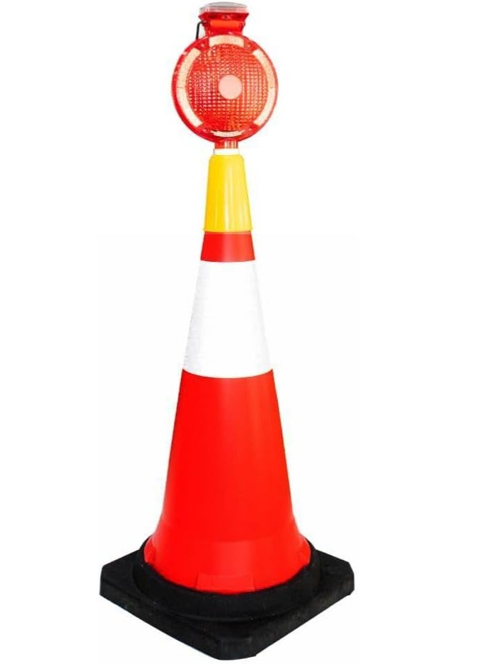 BERRY 6-Pc Traffic Safety Cone 75cm – High Visibility Orange Reflective Road Safety Cone with PE Base, Portable Wind-Resistant Traffic Cone with Black Base