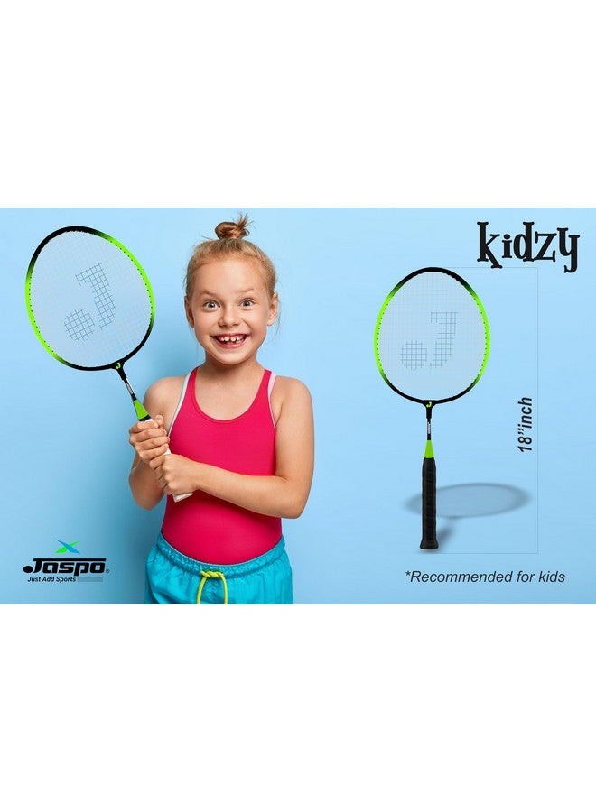 Jaspo Kidzy Steel Badminton Racket Set (18 Inches Length) With 5Pc. Feather Shuttlecock (Neon Green)-Recommended For Kids Only - Image 5
