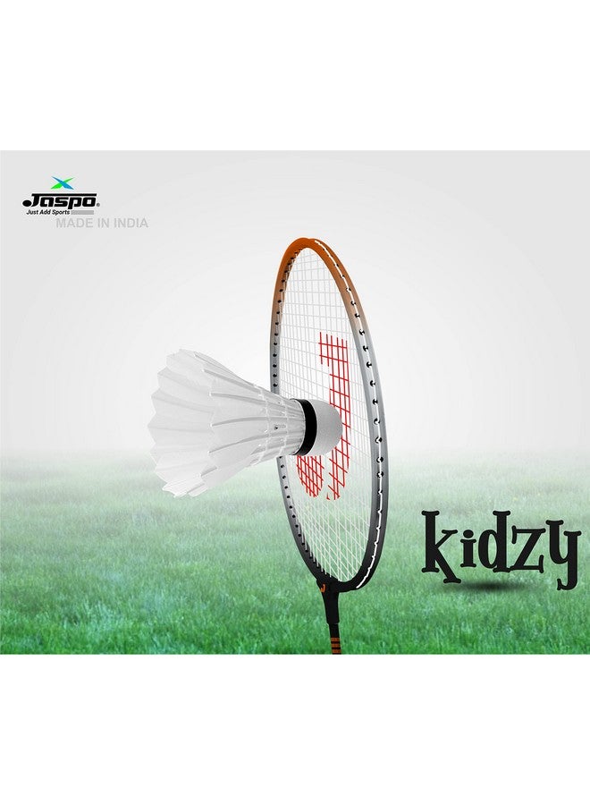 Jaspo Kidzy Steel Badminton Racket Set (18 Inches Length) With 5Pc. Feather Shuttlecock (Neon Green)-Recommended For Kids Only - Image 3