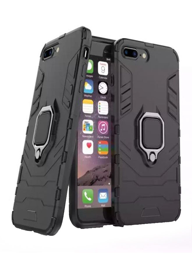 Case Cover With Magnetic Holder Ring Stand For iPhone 7 Plus / iPhone 8 Black
