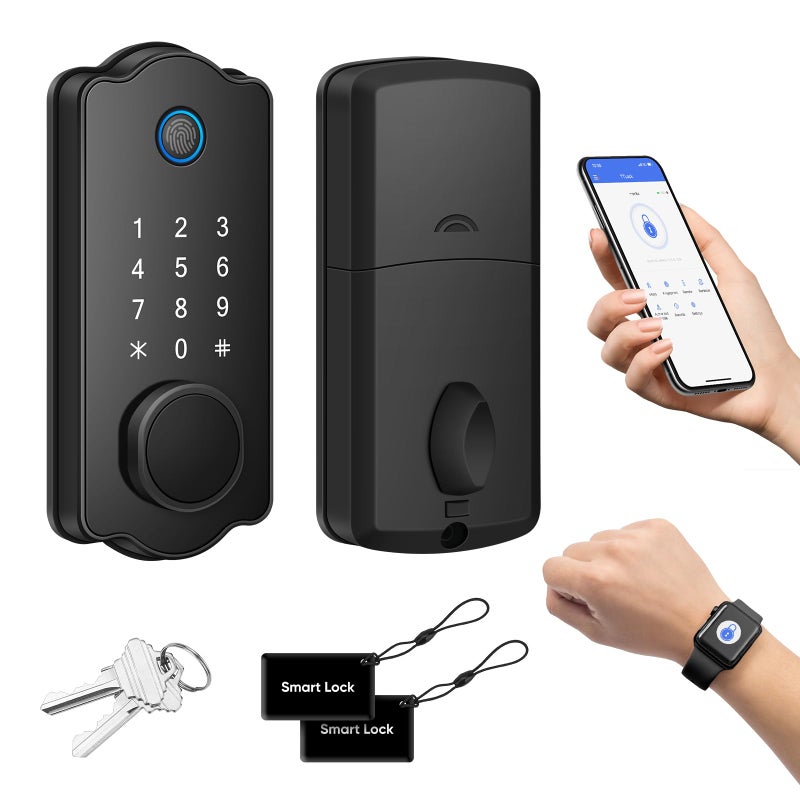 Mypin Fingerprint Smart Door Lock Keyless Entry Deadbolt Electronic Biometric Deadbolt with PhoneWatch App Control Auto Lock with Touchscreen Keypad for Bedroom Front Door 7 Ways to Unlock - Image 2