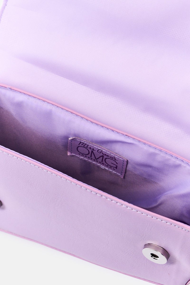 Miss Gwen's OMG Kids Girl Angled Flap With Charm Cross Body Bag, Lavender - Image 4