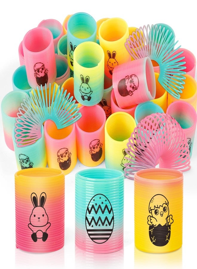 CLEVERZONE 36 Packs Spring Rainbow Magic Fidget Stress Coil Mini Springs Bulk Toys Party Favor Carnival Prize Goodie Bag Stuffers For Kids Boys Girls (Easter) - Image 1