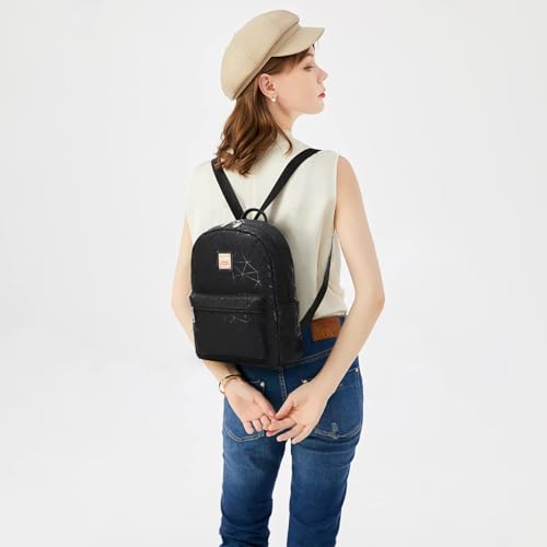Cusangel Black Mini Backpack For womens, black backpack Purse,10L Synthetic Leather Cute Small Backpack with Pockets,Travel Fashion Backpack,Ladies Shoulder Bags - Image 4